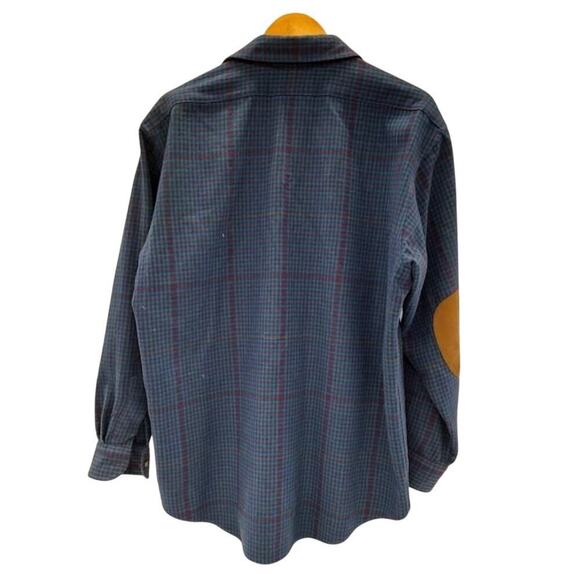 Vintage Pendleton MEN'S ELBOW-PATCH TRAIL SHIRT Blue Plaid - L Wool - Picture 2 of 3